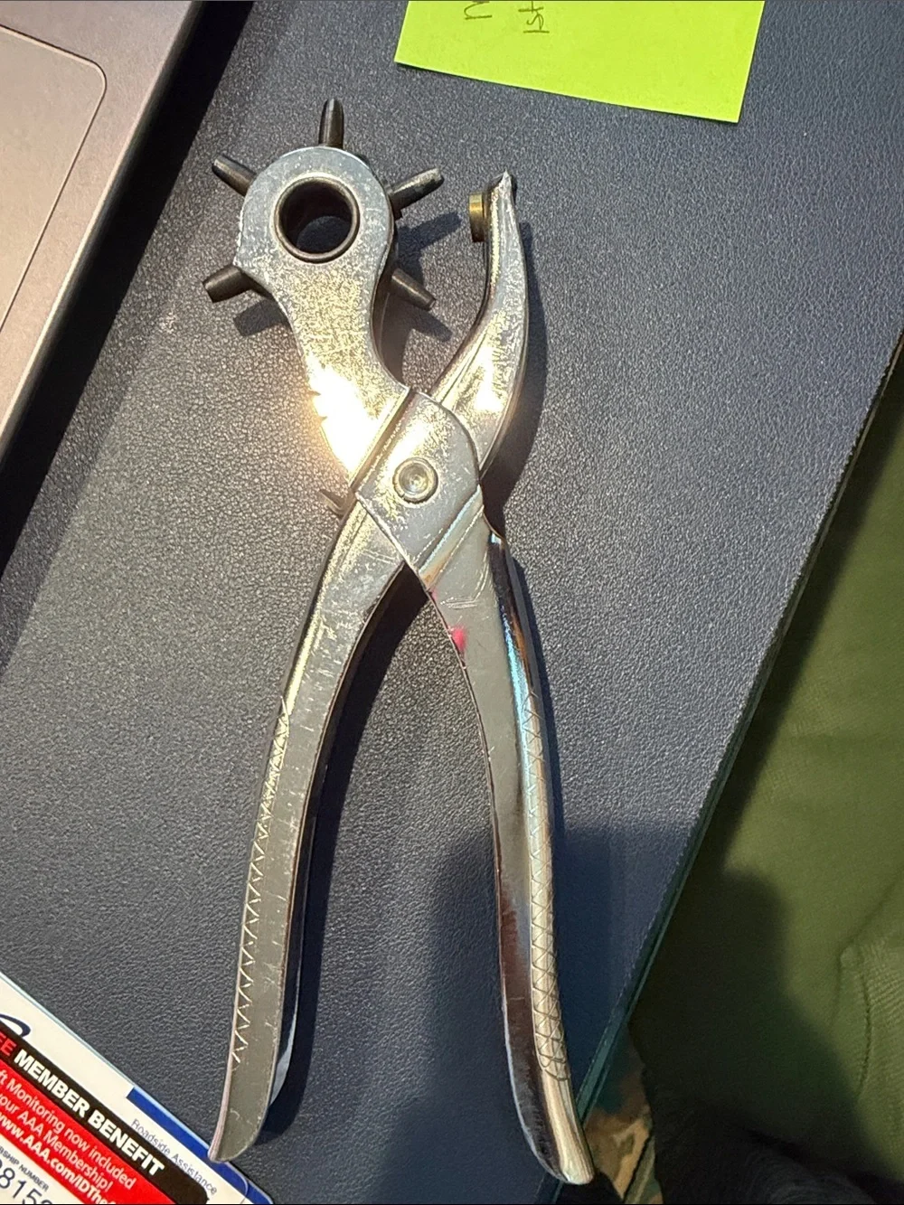 Men's Chrome Finish Leather Hole Punch Pliers - Silver